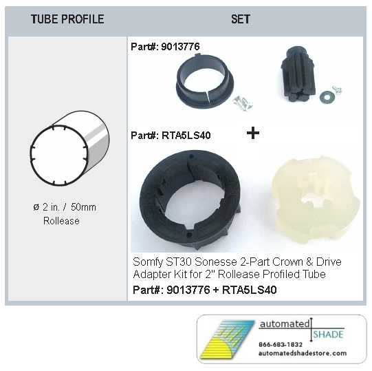 Somfy 9013776 ST30 Crown & Drive Kit for Rollease 2 Tube - Automated Shade  Online Store