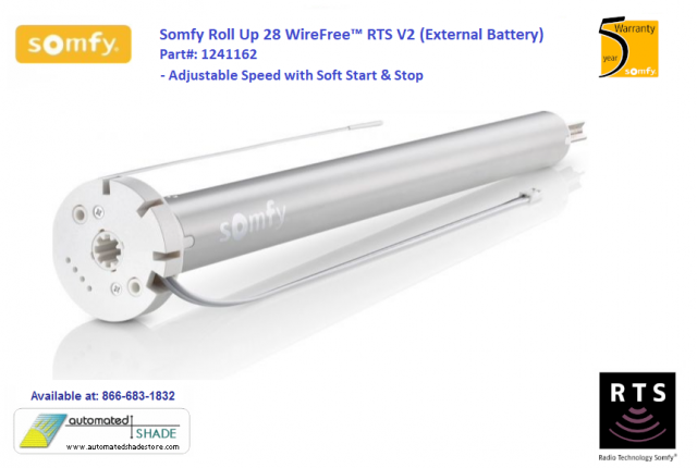 Somfy 1241150 R28 Li-ion RTS WireFree Roll Up Lift Motor - Automated Shade  Online Store
