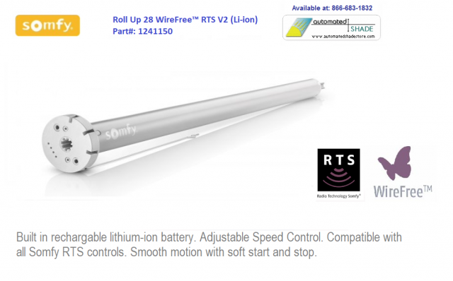 Somfy Roll Up 24 WireFree (RU24WF) 1240278 Roller Shade Motor Sound 